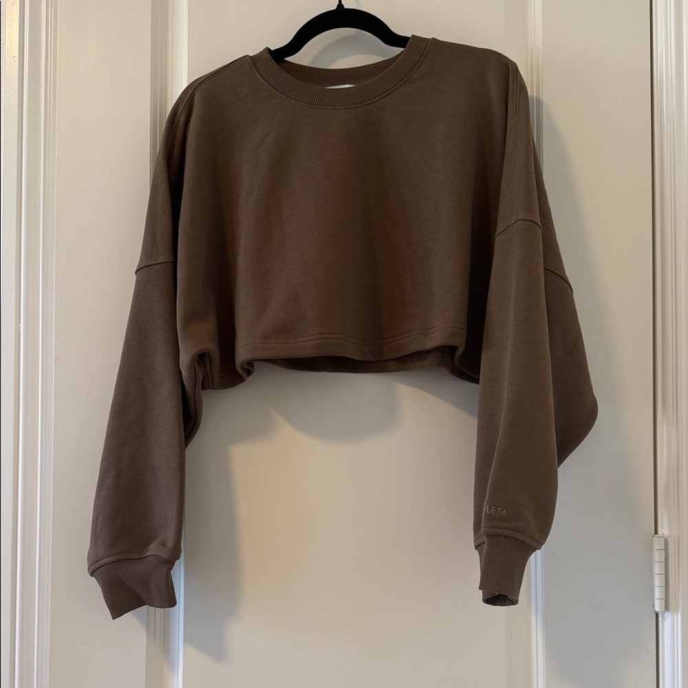 Athleta Brown Cropped Sweatshirt